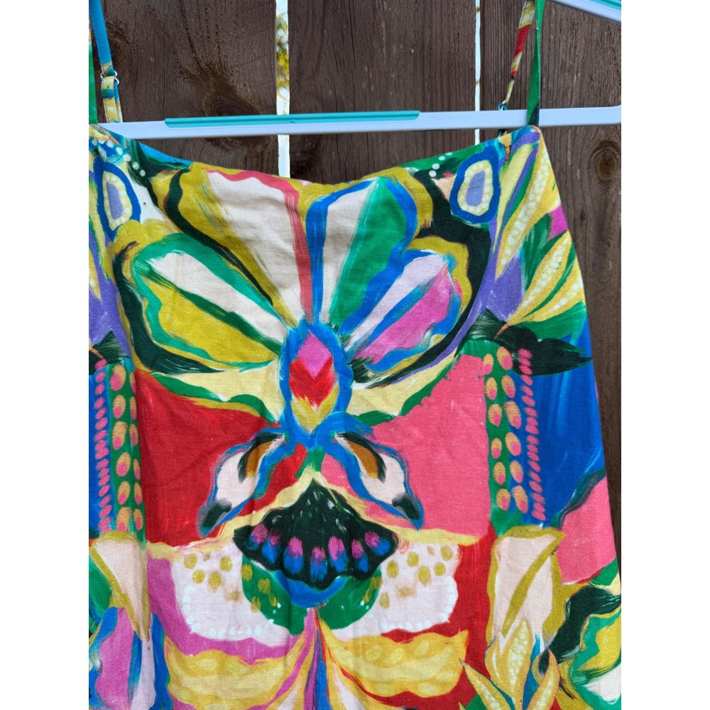 Antonio Melani Multi Color Tropical Floral Maxi Dress Square Neck Sleeveless 12 - Picture 3 of 9